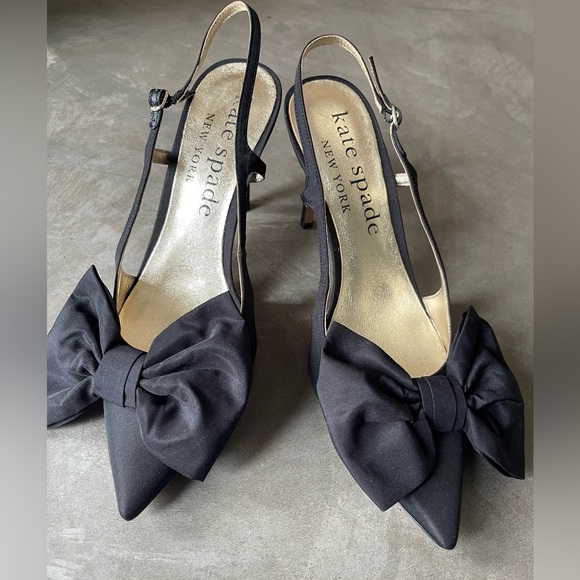 Kate Spade Satin Black Sheela Slingback Pumps - New - Picture 8 of 17